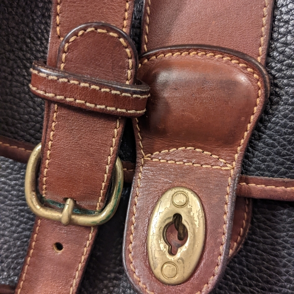 Authentic Large Vintage Leather Coach Bag - Black & Brown W/ SERIAL NUMBER - Picture 2 of 5